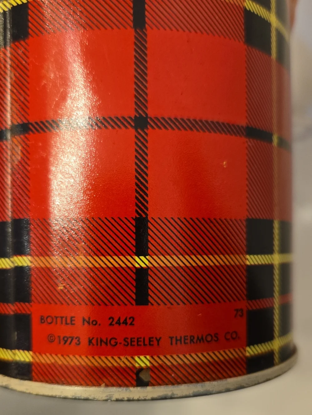 Vintage Thermos  1973 King Seeley Red Plaid Bottle No. 2442